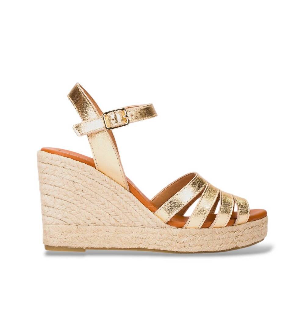 NEW ATELIERS women's nolita metallic strappy espadrille wedge sandals in gold